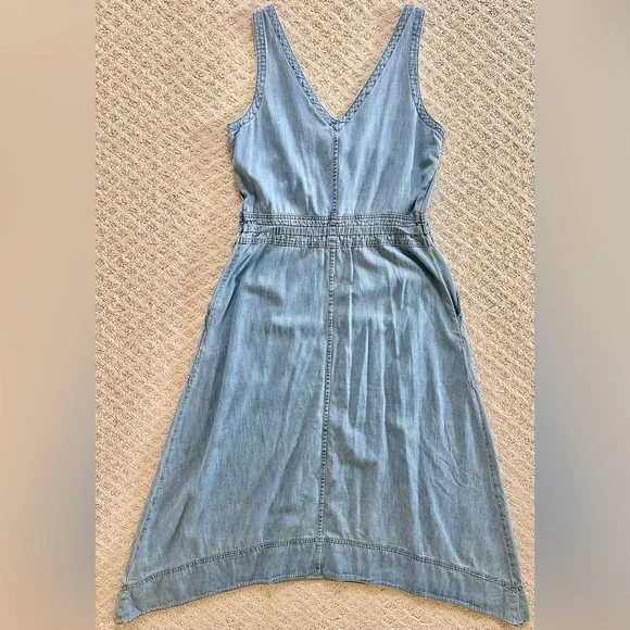 GAP Chambray Denim Sleeveless Button Front Dress Tie Waist Women’s XS - Picture 5 of 6